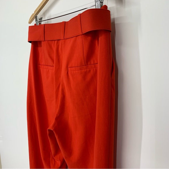 New York & Company Deep Orange Belted Pants Jogger Taper Elastic Slim Ankle - Picture 9 of 16